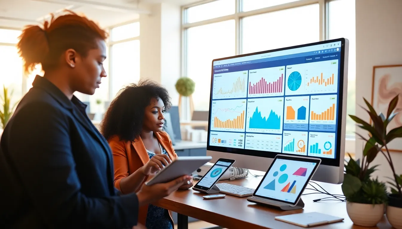 diverse team analyzing Etsy trends in a modern office.